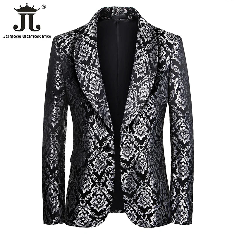 Luxuriöse Boutique Slim Print Herren Anzug Jacke Prom Bankett Smoking Bräutigam Hochzeitskleid Blazer Social Herren Formelle Anzüge Bühnenthost