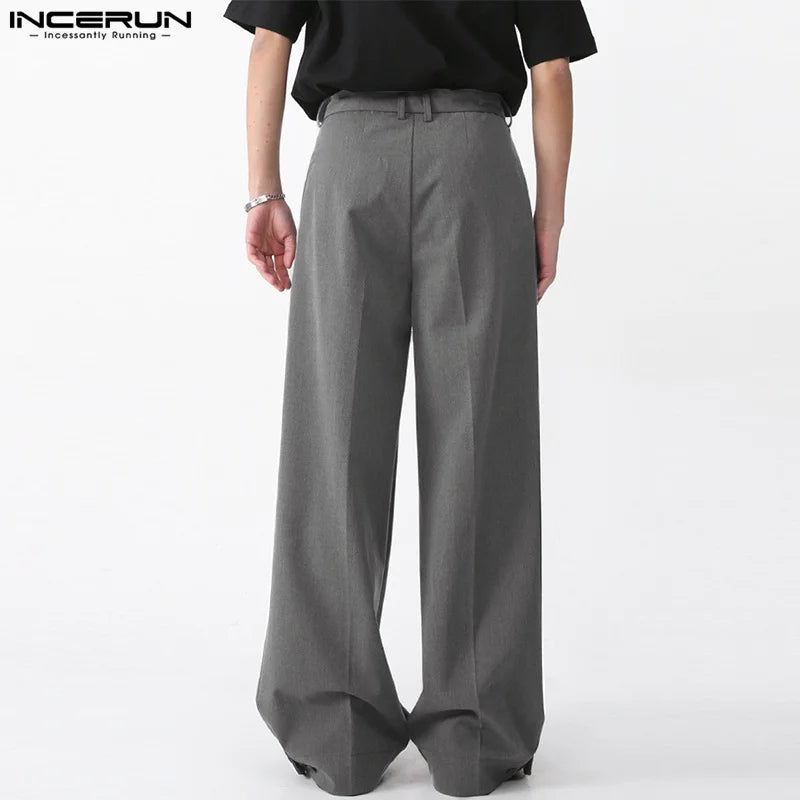 Men Pants Solid Color Button Joggers Long Pants