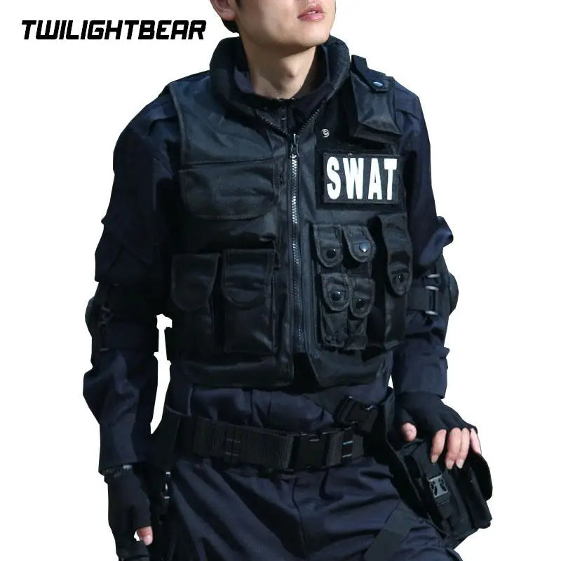 Military SWAT Tactical Vest Unisex Black POLICE Vest High Quality CS Paintball Molle Protective Combat Vest Police Equipment AK1