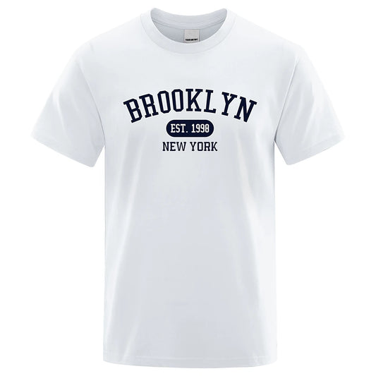 Brooklyn est.1998 New York Brief druck T-Shirts Mann Frauen lässig Kurzarm atmungsaktive Mode Tops Baumwolle übergroße T-Shirts