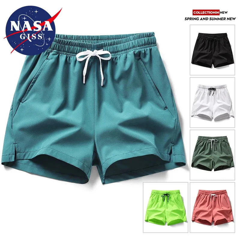 NASA GISS summer hot selling sports shorts, running pants, three piece pants, men's and women's zippered pockets, couple's short