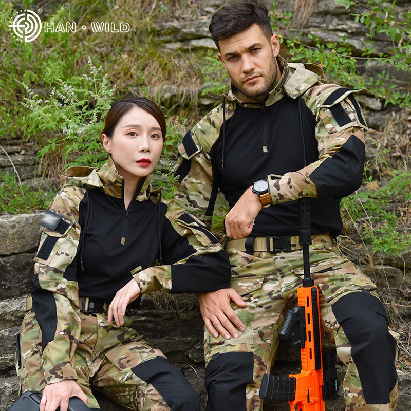 Tactical Shirt or Pants Long Shirt Hiking Hood Shirt with Pads Combat Pants Military Hiking Men Clothing Fishing Shirt Hunting