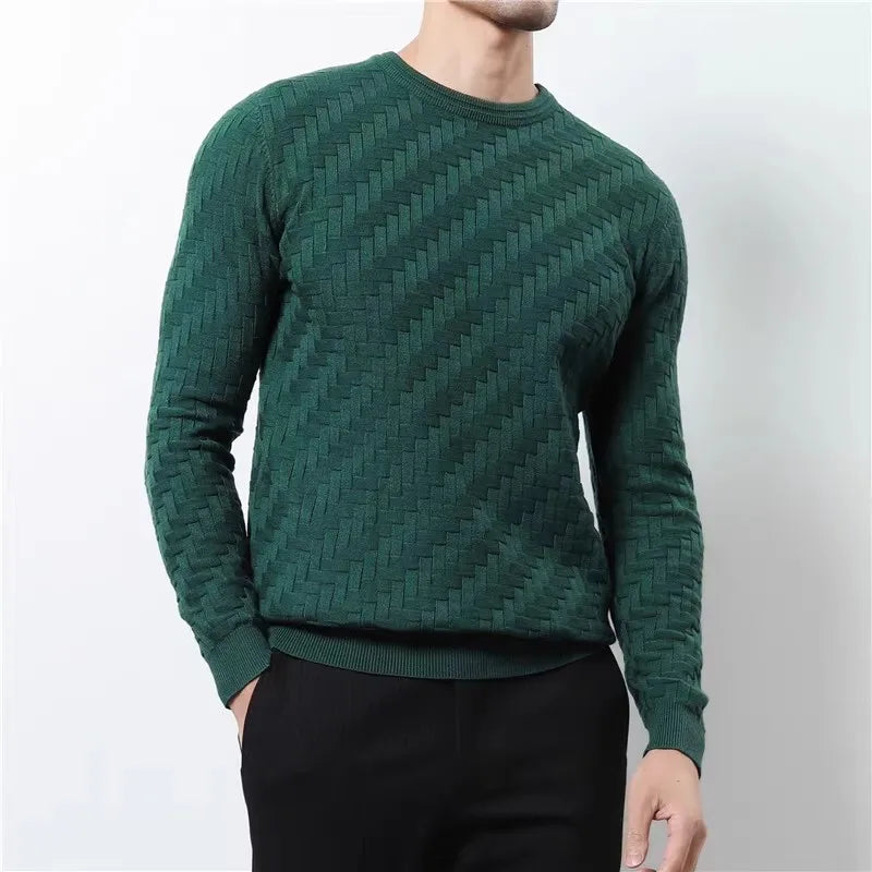 Herbst Winter Smart Casual Oansatz Pullover Männer Gestrickte Pullover Mode Einfarbig Herren Slim Fit Casual Weben Stricken Pullover