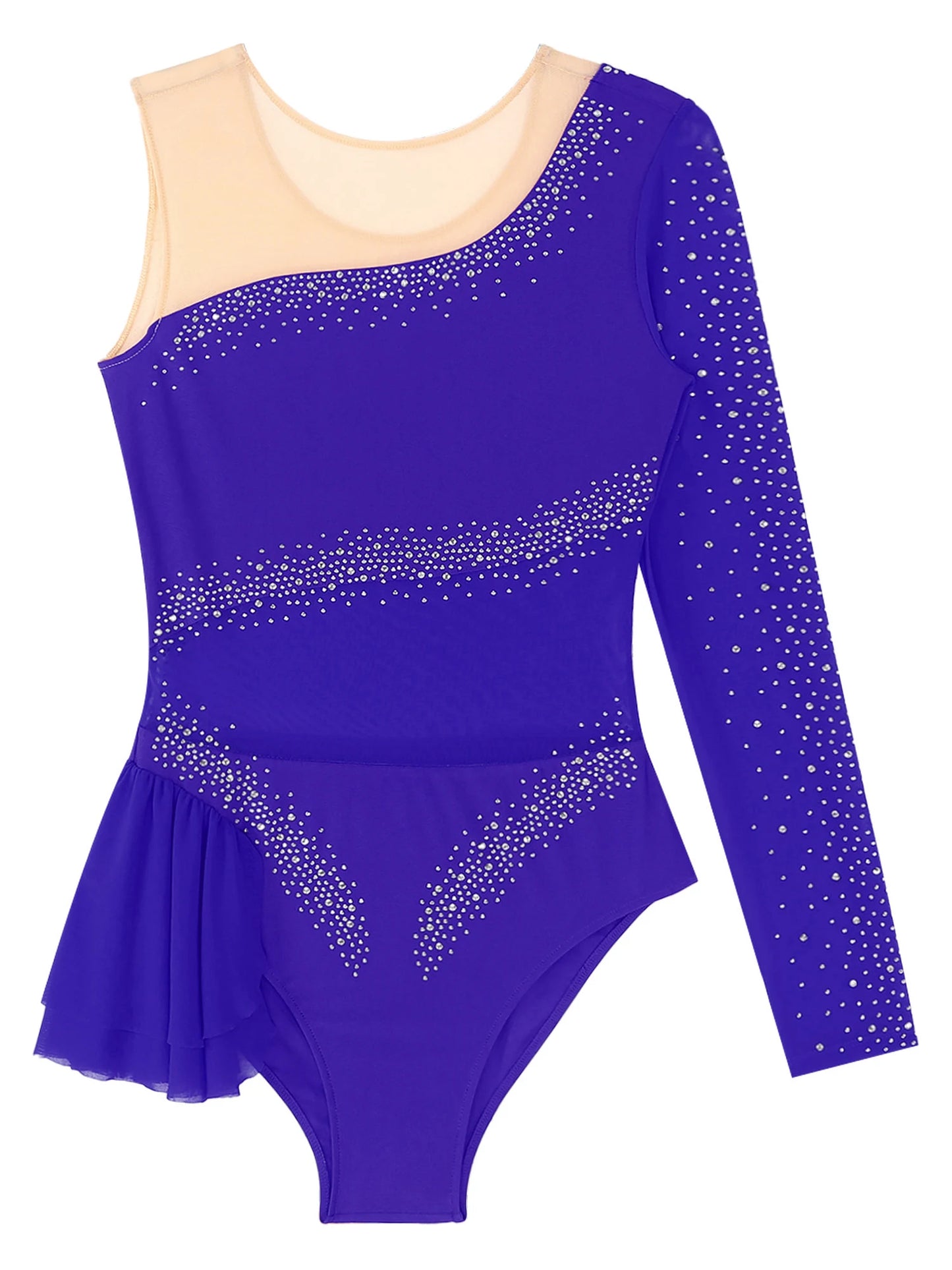 Damen glänzenden Strass eine Schulter Ballett Tanz Gymnastik Trikot Bodysuit Eislaufen Training Overall sportliche Tanz kleidung