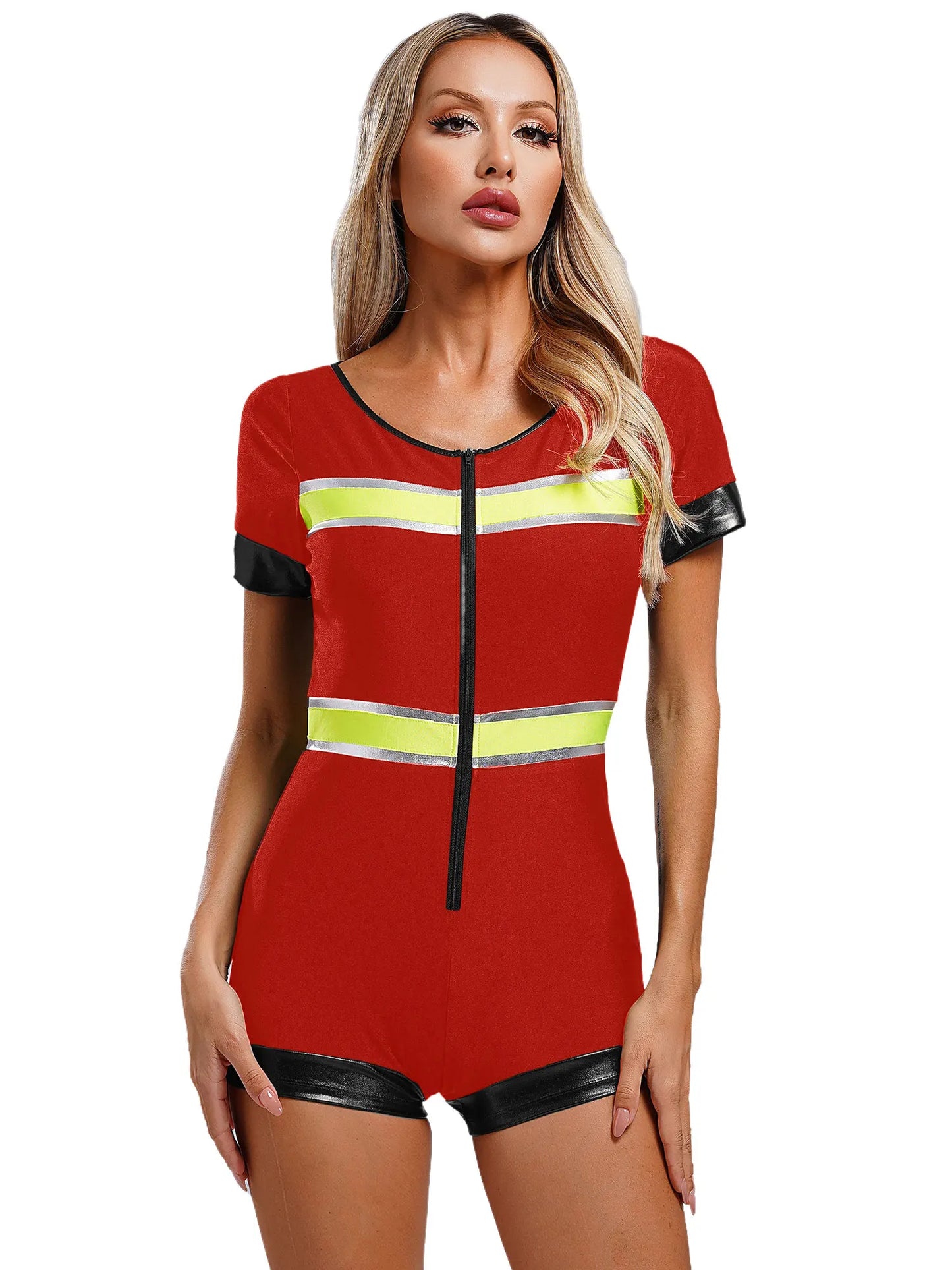 Damen Feuerwehr mann Kostüm Feuer Kapitän einteiligen Overall Bodysuit Stram pler für Halloween Cosplay Party Rollenspiel Kostüm verkleiden