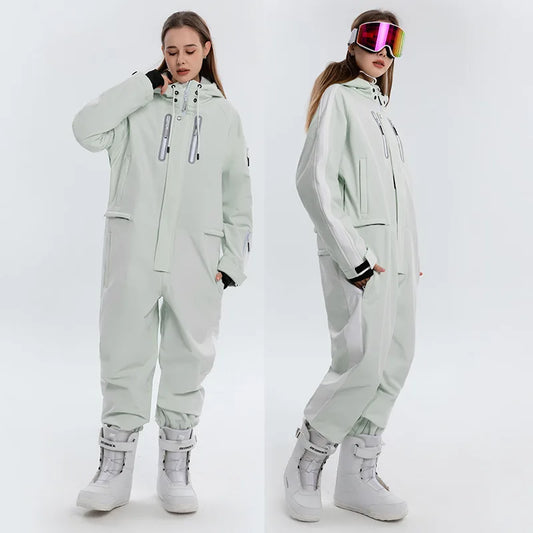 Winter Warm Einteiliges Ski Anzug Männer Frauen Winddicht Wasserdicht Snowboarden Overall Ski Anzüge Weibliche Schnee Kostüme