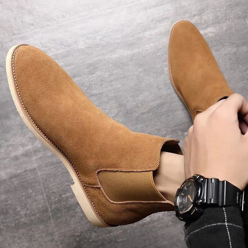 Men's Retro Suede Genuine Leather Chelsea Boots