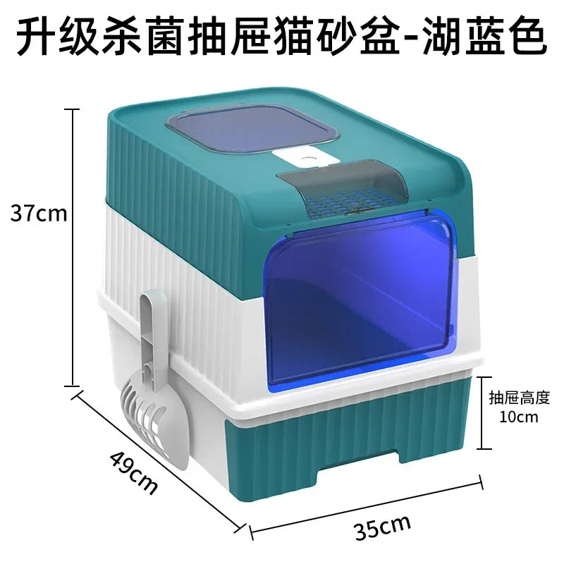 Katzentoilette, übergroße Schublade, wiederaufladbar, Sterilisation, Deodorant, Haustier, vollständig geschlossene Katzentoilette, Katzentoilette