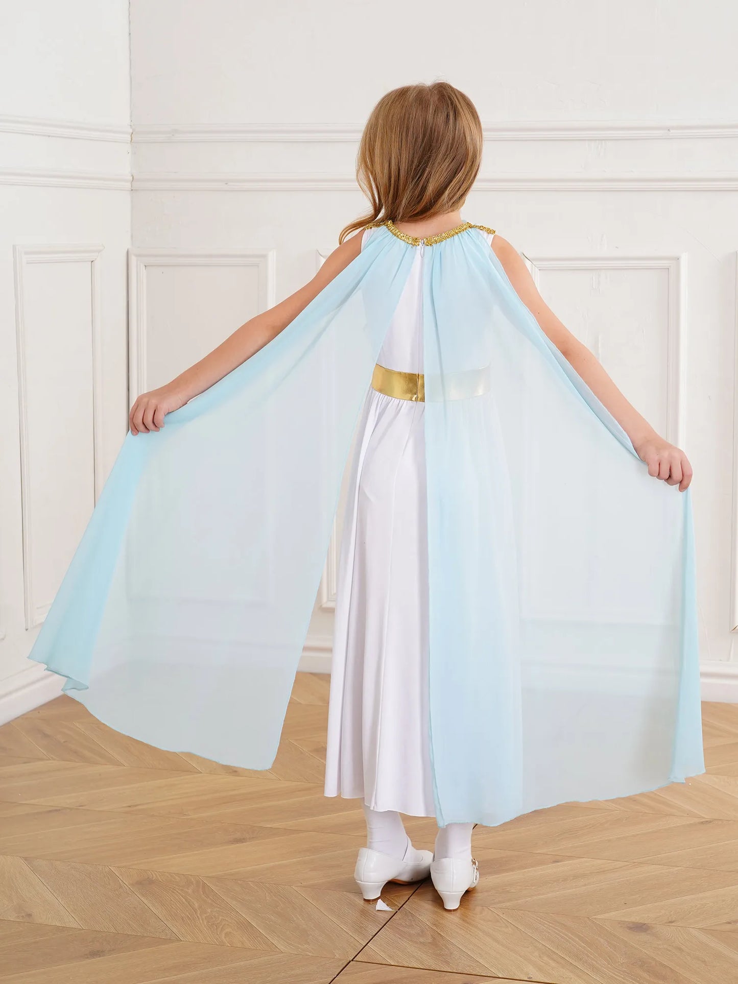 Kids Girls Roman Toga Costume Ancient Greek God Mythos Philosopher Nobility Cosplay Dress Up for Halloween Role Play Party