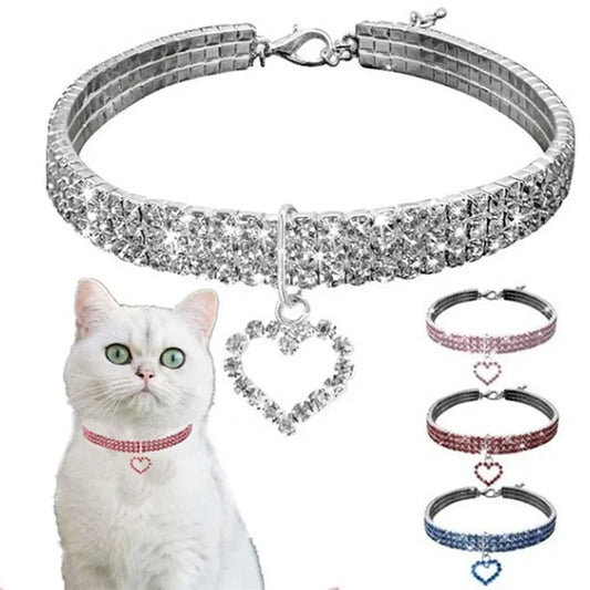 Bling Strass Haustier Halsbänder Glitzer Anhänger Hunde halsband verstellbare Kristall Katze Haustiere Halskette für kleine Welpen