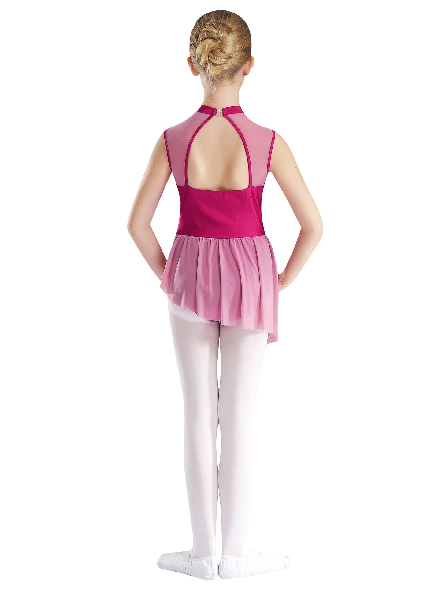 Kinder Mädchen Glitzer Strass Blumen Ballett Tanz unregelmäßiges Kleid Rocked Trikot Gymnastik Bodysuit Ballerina Dance wear