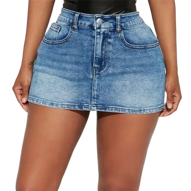 Sexy schlanke Knopfs pleiß hohe Taille ultra kurzen Rock Frauen Sommer Wrap Hip Denim Halbkörper Kleid weibliche Casual Trend Streetwear