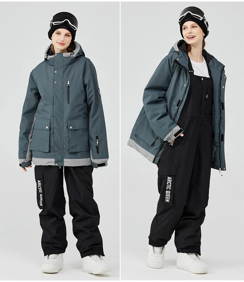 Hochwertiger Skianzug für Herren und Damen, luxuriöse Skijacke und Trägerhose, Winter, warm, wasserdicht, Ski-Outfit, Bergschneeanzug, Neu 2024