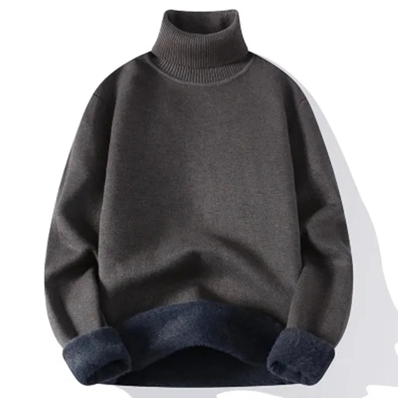 Winter herren Rollkragenpullover Einfarbig Warme Strick Pullover Männer Fleece Dünne Gestrickte Rollkragen Pullover Casual Pullover