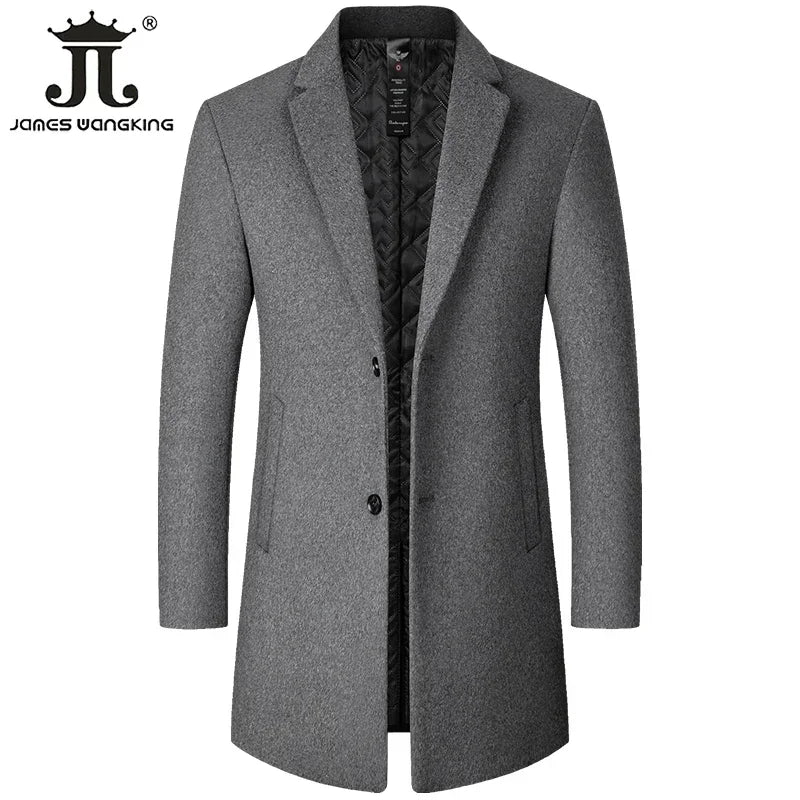 Männlichen Woll Mantel Einfarbig Schlanke Mitte Länge Windjacke Warm Wear-Resistant herren Wolle Mantel Business Formale tragen Lässige Jacke