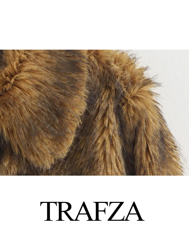 Trafza Frauen Winter Turn-Down Kragen vorne Reiß verschluss warme Mäntel Frau elegante lange Ärmel Seiten taschen lässig Vintage Oberbekleidung