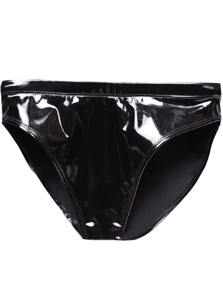 S-3XL High Waist Wet Look PVC Briefs Shiny PU Leather High Cut Sexy Panties Calcinha Women Underwear Lingerie Calzon Mujer Braga