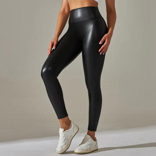 Trend ige neue übergroße Damen gamaschen, hoch taillierte enge und sexy Pu-Lederhose, bunte Yoga hosen für Frauen