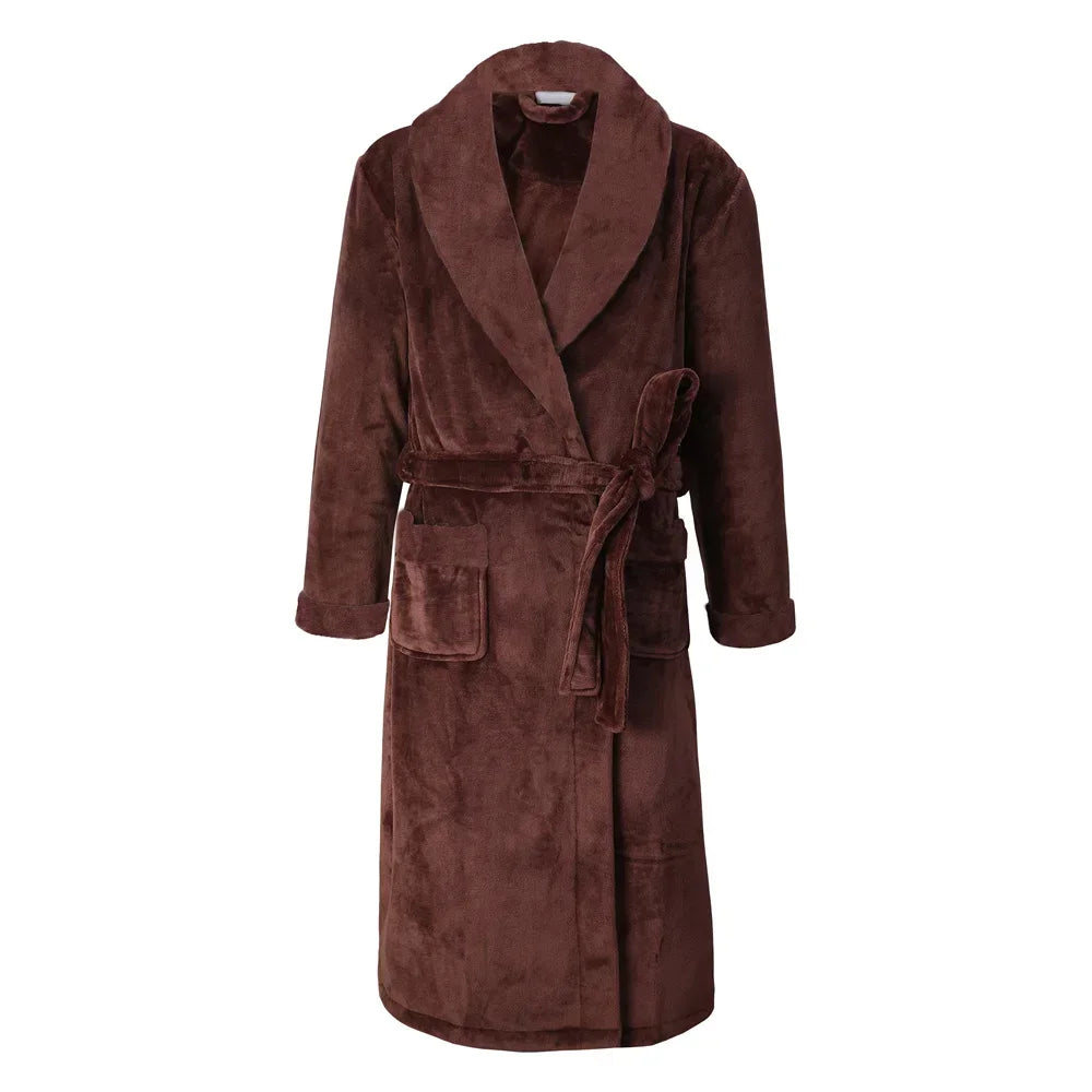 Flanell Frauen Kimono Bademantel Kleid mit Tasche PLUS GRÖßE 3XL Winter Verdicken Korallen Fleece Robe Nachtwäsche Hause Kleidung Lounge Tragen