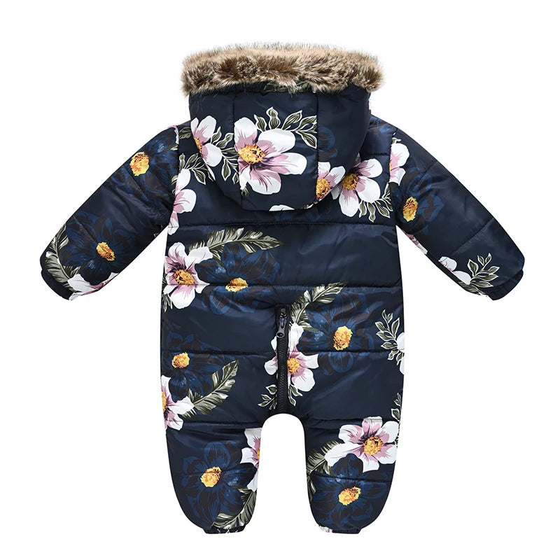 6 9 12 18 24 36 Monate Winter Baby Stram pler niedlichen Cartoon warme Mode Kapuze Reiß verschluss Pelz Kragen Junge Overall neue Kinder tücher