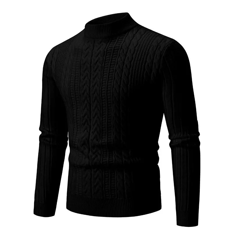 Herbst Winter männer Mock Neck Gestrickte Pullover Einfarbig Slim Fit Warme Stricken Pullover Herren Casual Streetwear Pullover Pullover