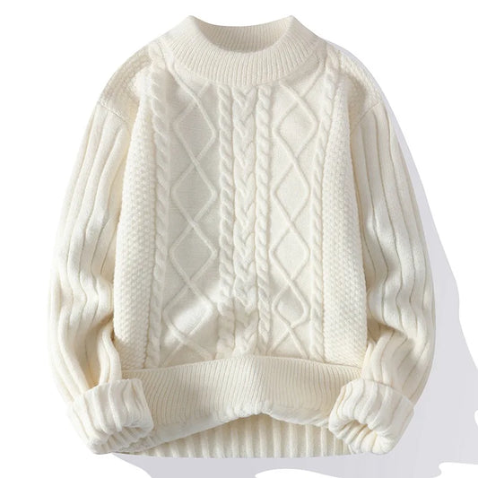 Neue männer Warme Pullover Gestrickte Pullover Rundhals Vintage Harajuku Lose Einfarbig Casual Winter Pullover Männer Pullover Mann