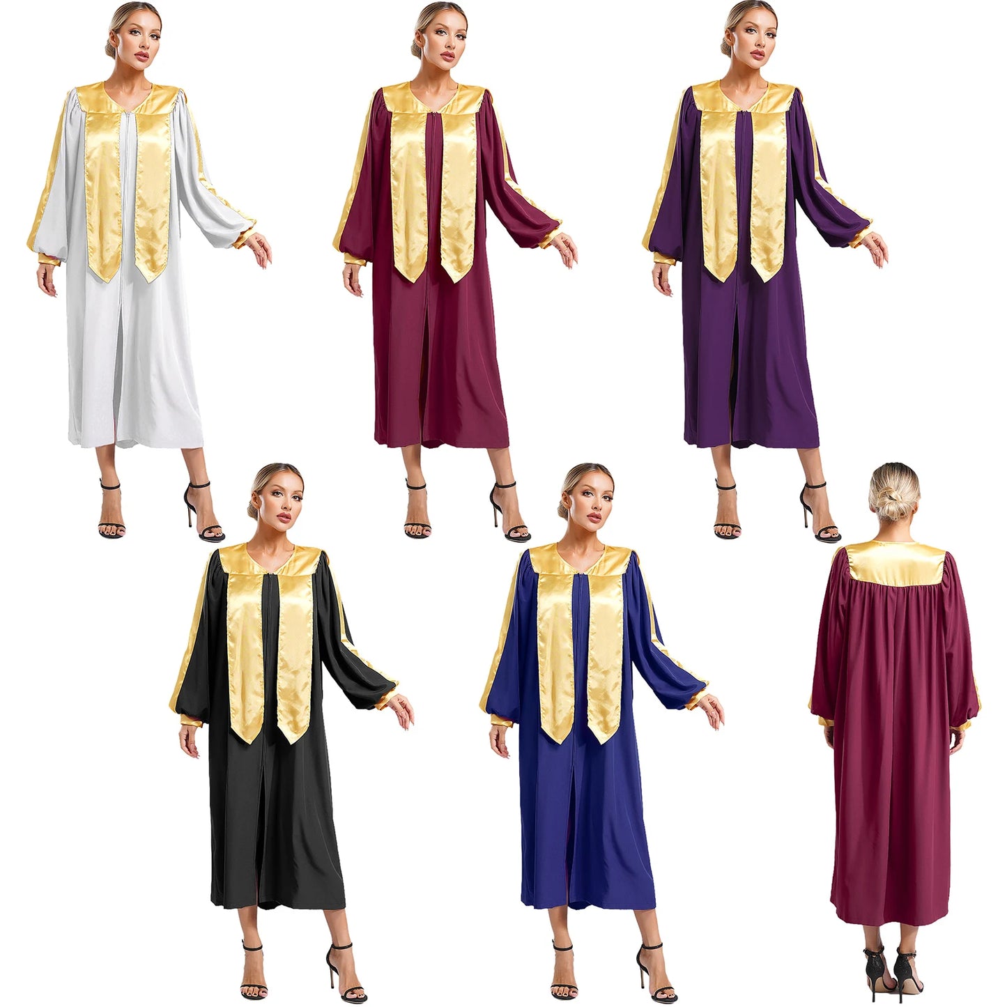 Damen Kirchenchor Robe Erwachsene Priester Pastor Prediger Minister Outfit Klerus Kleid Abschlusskleid Christliches Taufe Kostüm