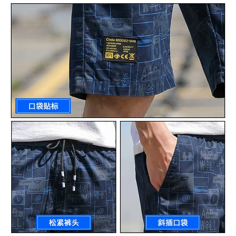 Summer Men's Casual Shorts Pure Cotton Fashion Printing Beach Shorts Loose Casual Shorts Men Clothing Short Masculino AFE7