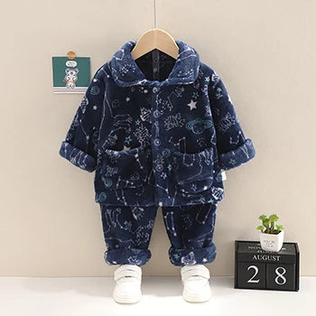 Herbst Winter Baby Jungen Kleidung Sets niedlichen Bären halten warm Mode Langarm Top und Hosen Mädchen Anzüge 1-4 Jahre Kinder kleidung