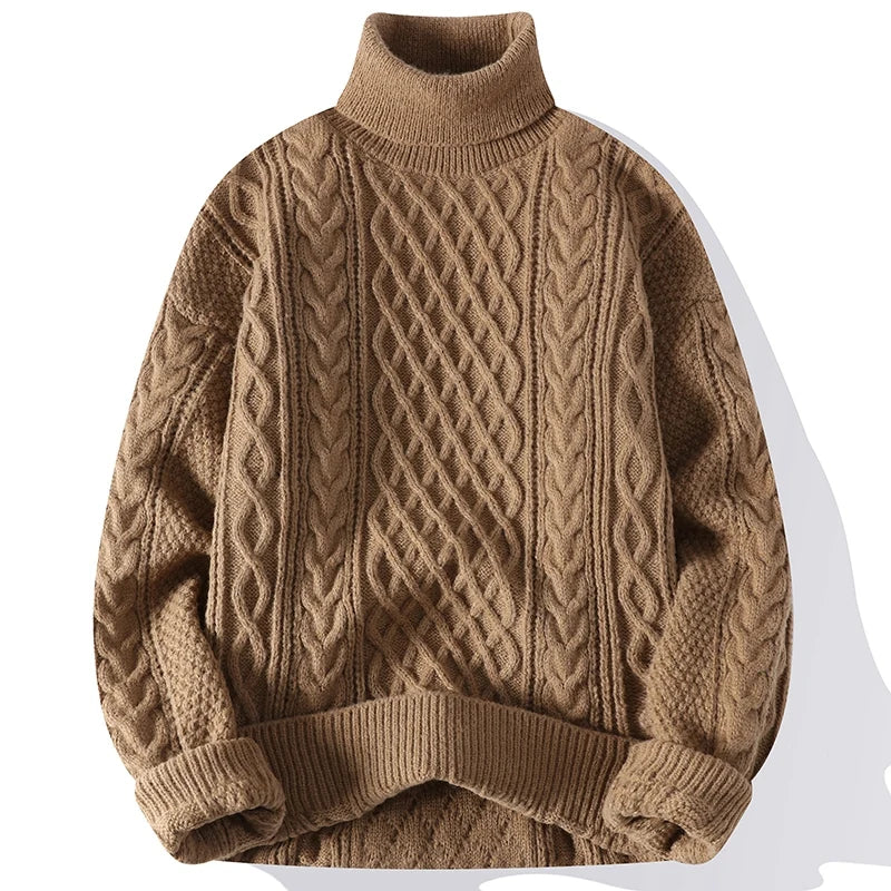 Hohe Qualität Mens Rollkragen Pullover Pullover Einfarbig Gestrickte Pullover Männer Casual Pullover Herbst Winter Warme Strickwaren Mann