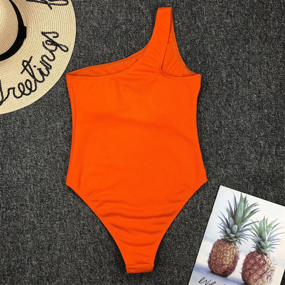 Gossina 2022 New One-Piece Swimsuit Women Swimwear Set Sexy Hollow Swimsuits Push-Up Female Monokini Orange Beachwear