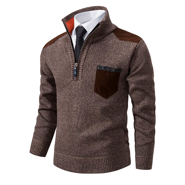 Herbst Winter Herren Strick pullover halber Reiß verschluss Pullover Herren Mode Slim Fit Stehkragen warme lässige Strick pullover