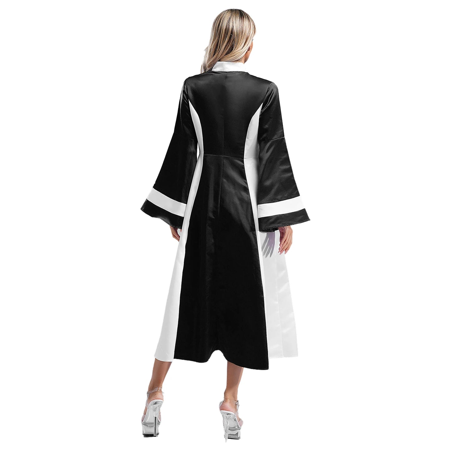 Mittelalterliches Klerus-Kleid für Damen, lange ausgestellte Ärmel, elegante Kirchenrobe, Pastor, Chor, christliches Kleid, Halloween-Cosplay-Kostüme