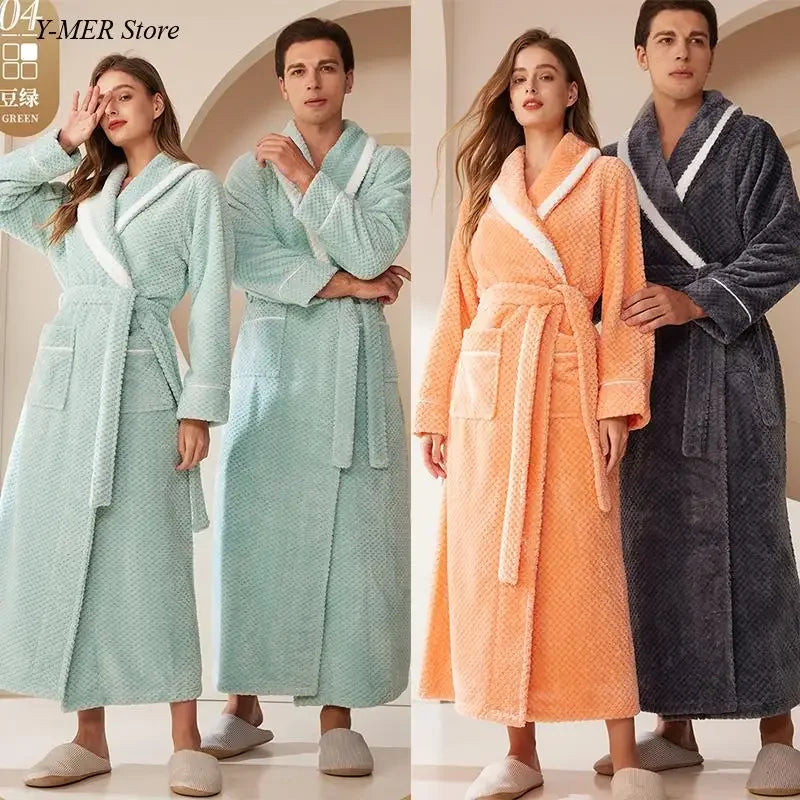 Verdicken Flanell Nachtwäsche Loungewear Paar Dusche Roben 2024 Herbst Winter Neue Bademantel Kimono Männer Lose Nachthemd Homewear