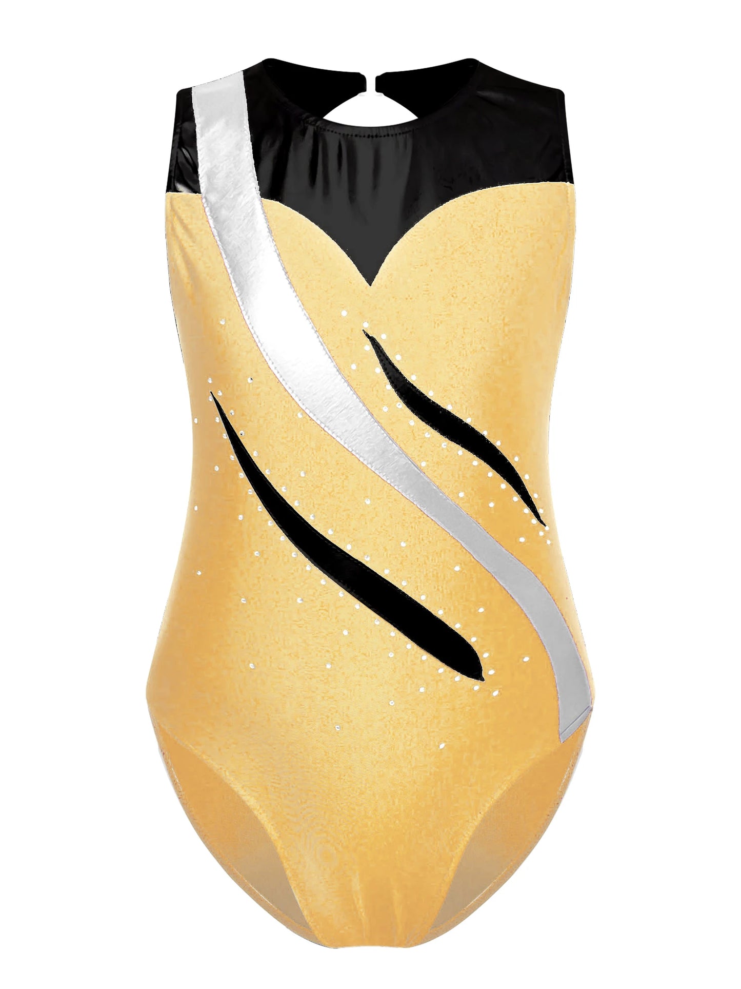 Kinder Mädchen Gymnastik Trikots ein Stück Farb block Metallic Ballett Tanz sportlichen Bodysuit Unitard Team Wettbewerb Dance wear