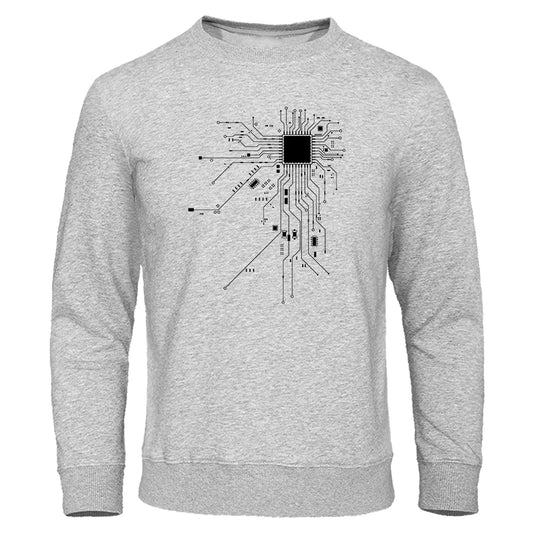 Cpu Processor Circuit Diagram Clothing Men Funny Printed Pullover Hoody Loose Oversized Sweatshirt Fashion Casual Streetwears