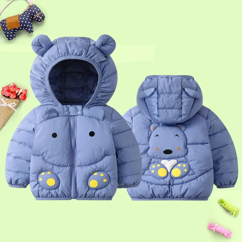 1 2 3 4 5 6 jahre Baby Jacke Cute Cartoon Bär Herbst Und Winter Mädchen Unten Jacke Mit Kapuze Zipper jungen Oberbekleidung Kinder Kleidung