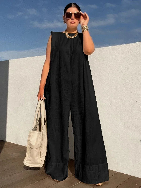 Oshoplive 2025, neue coole Overalls mit weitem Bein für Damen, Sommer, ärmellos, modisch, einfarbig, locker, urban, lässig, einteilige Outfits