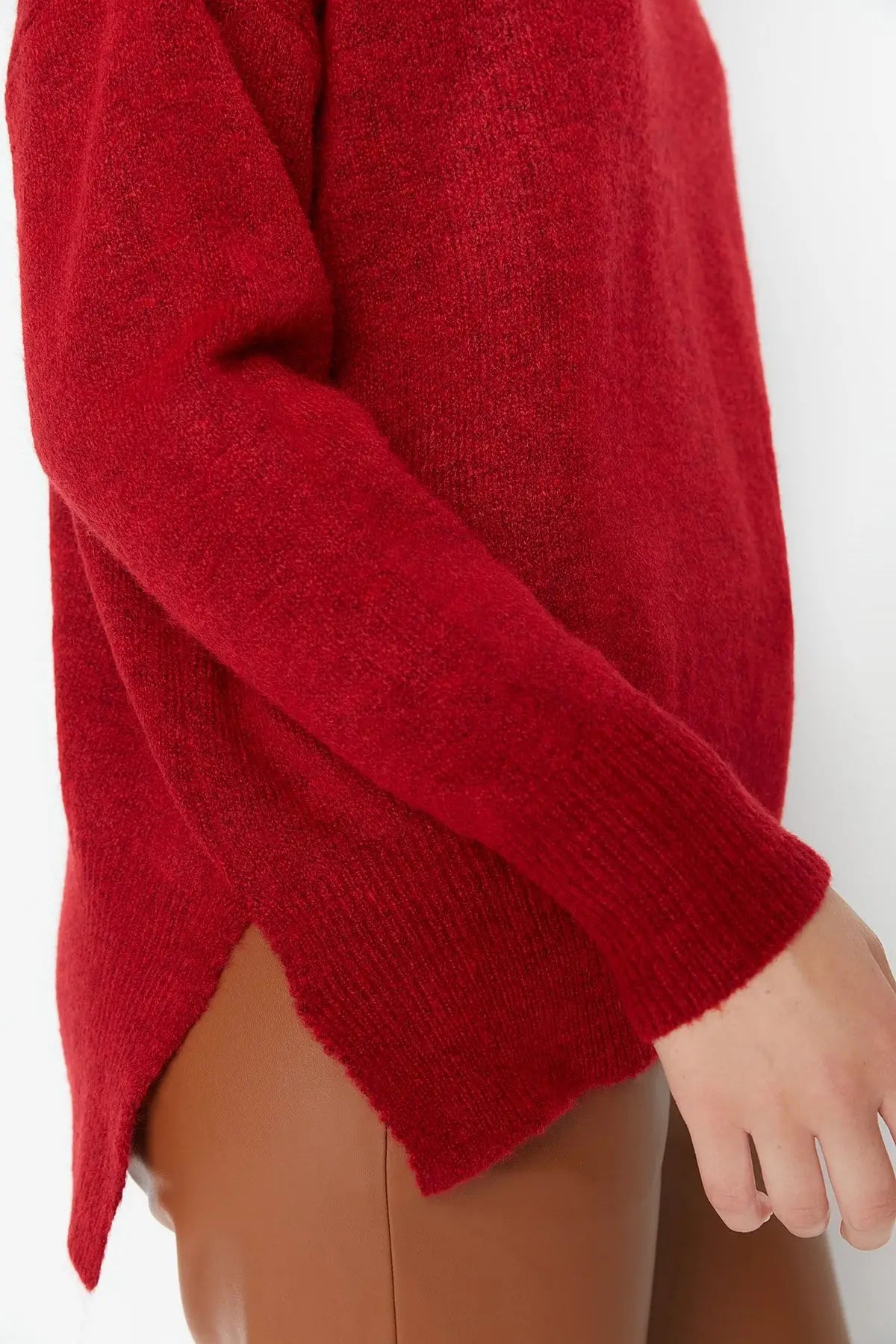 Trendyol TYZA Damen-Pullover, Übergröße, lässige Strickwaren, einfarbiger Rollkragenpullover, schulterfreie Pullover und Pullover, Übergröße, lässige Strickwaren