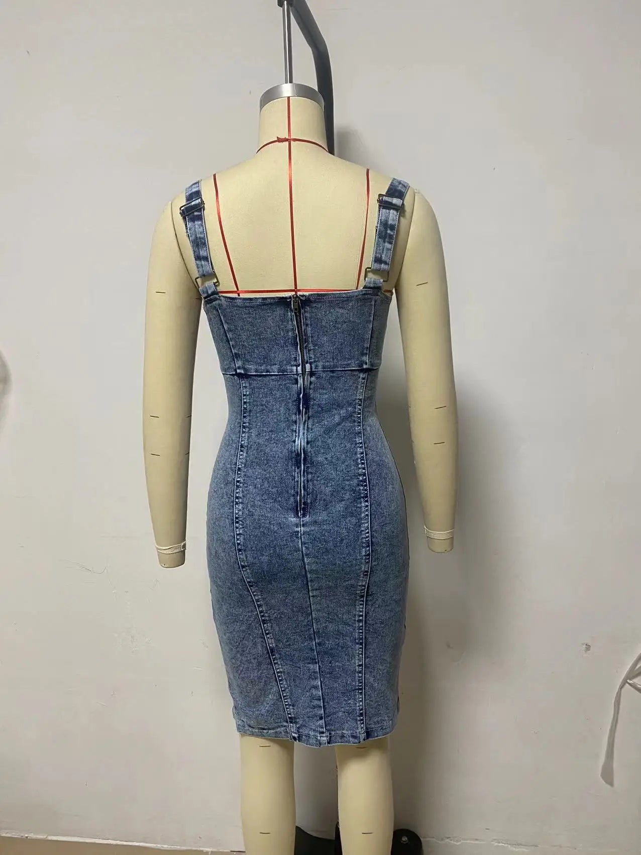 Reißverschluss Jeans Kleid