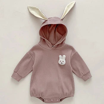 3 6 12 18 24 Monate Baby Stram pler niedlichen Hasen ohren Kapuze Säugling Mädchen Overall Frühling Herbst Baumwolle Baby Boy Kleidung Geburtstags geschenk