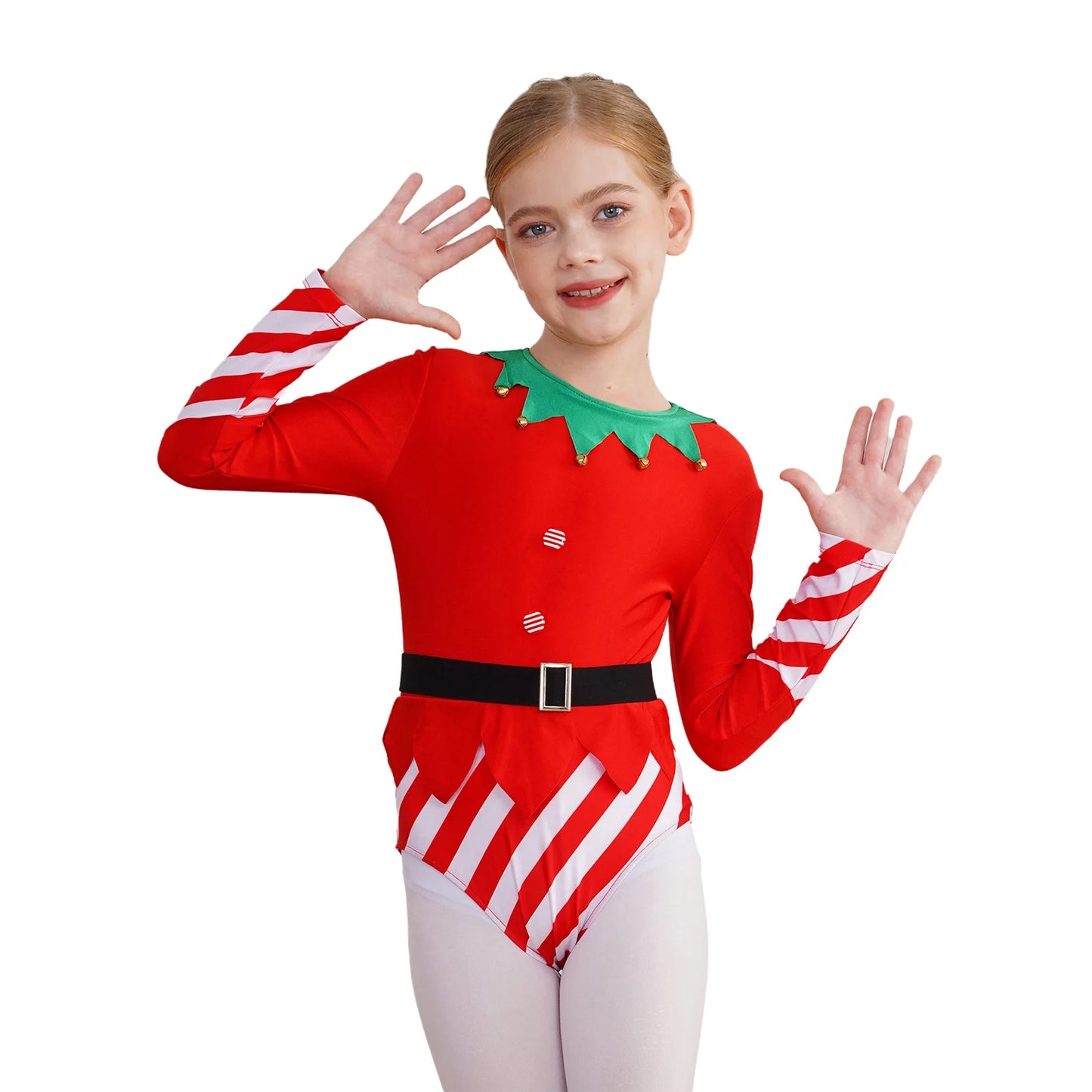 Kinder Mädchen Weihnachten Tanz Trikots sportliche Gymnastik Bodysuit Santas Helfer Weihnachten Party Urlaub Bühne Performance Kostüm