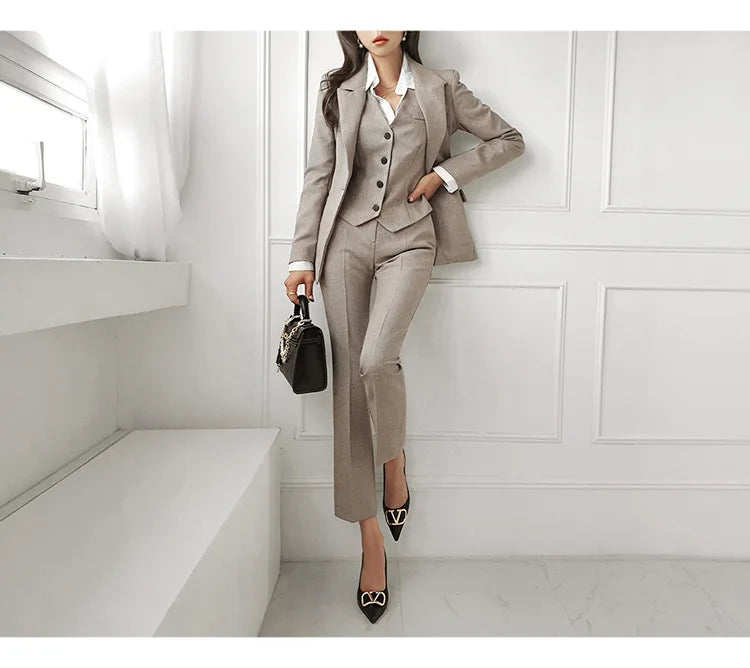 Blazer Weste Hosen Business Slim Anzug