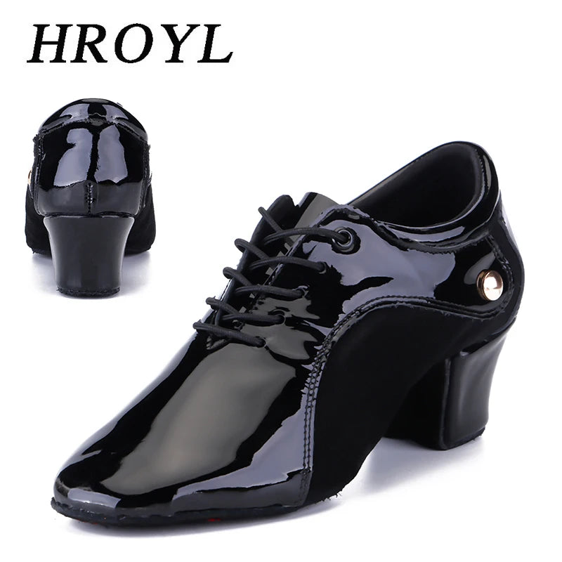 HROYL Standard Latin Dance Shoes for Women Dance Shoes Men  Boys  Closed Soft Ballroom Modern Tango Salsa Practice Professional