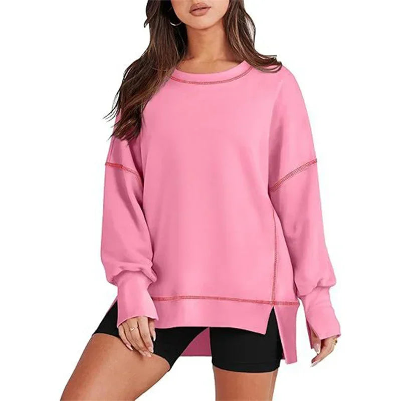 Mode Nähen Streifen Farbe Blockieren Sweatshirt Frauen Casual Laterne Langarm Hoodie Herbst Winter O Neck Pullover Weibliche Top