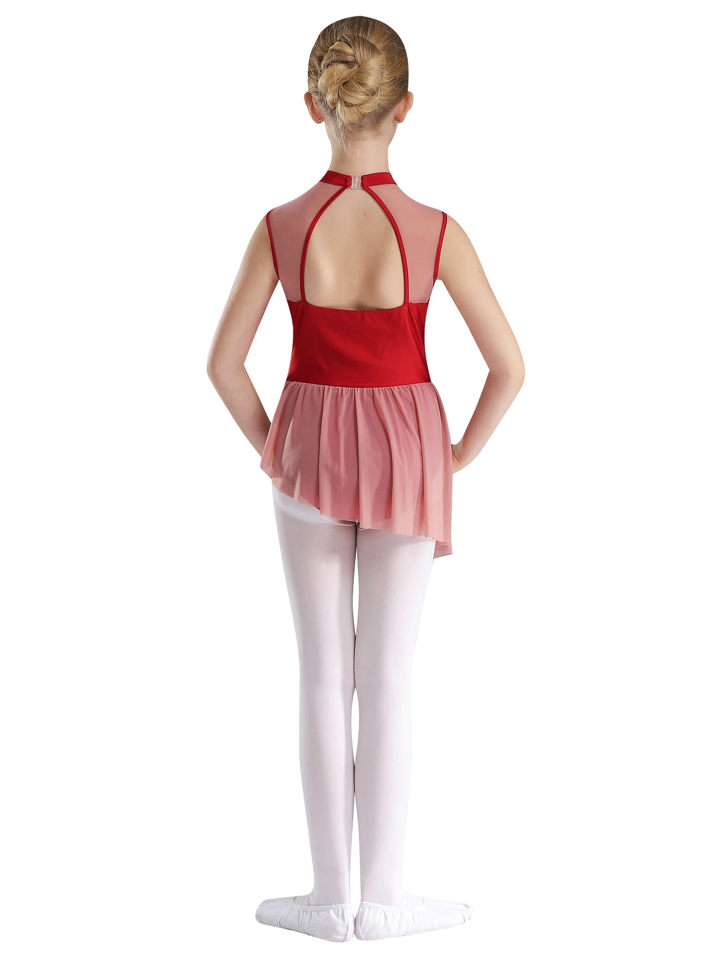 Kinder Mädchen Glitzer Strass Blumen Ballett Tanz unregelmäßiges Kleid Rocked Trikot Gymnastik Bodysuit Ballerina Dance wear