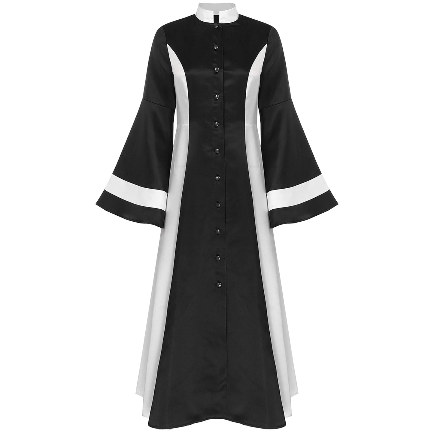 Mittelalterliches Klerus-Kleid für Damen, lange ausgestellte Ärmel, elegante Kirchenrobe, Pastor, Chor, christliches Kleid, Halloween-Cosplay-Kostüme