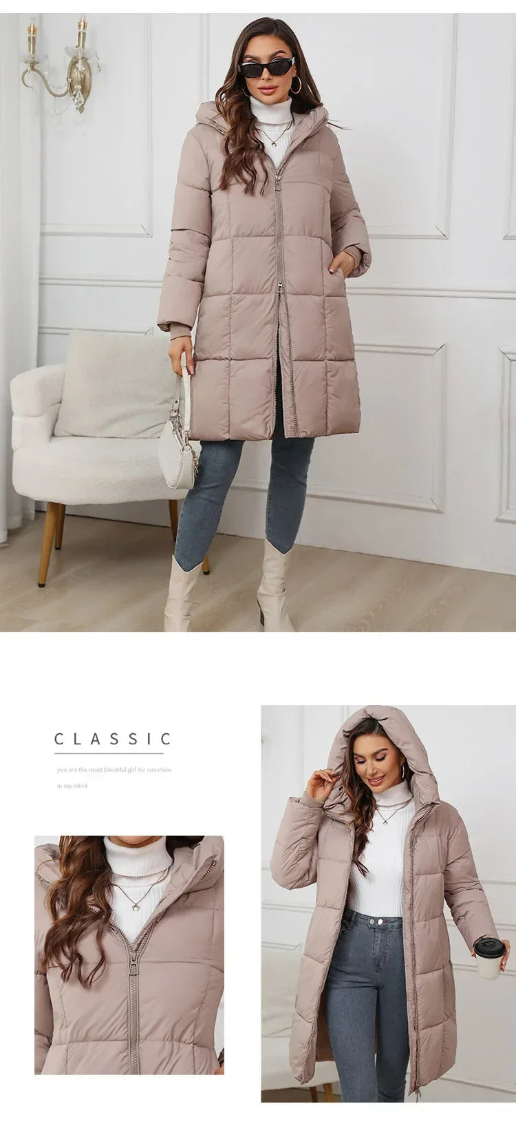 2024 neue Winter Frauen Lange Parkas Taschen Dicke Warme Mit Kapuze Unten Baumwolle Mantel Weibliche Lose Puffer Jacken Winddicht Schnee Mantel