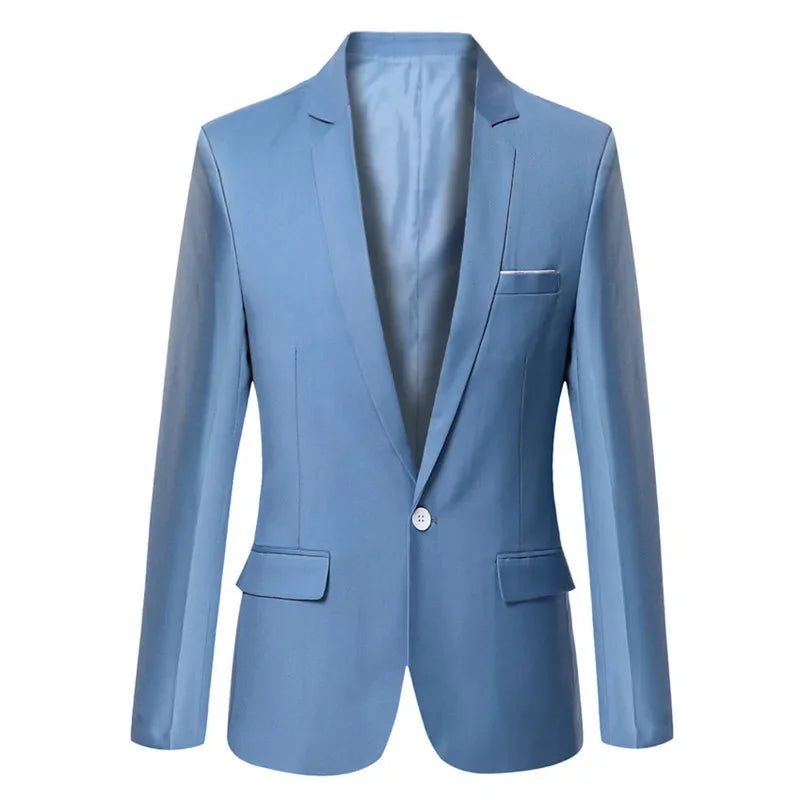 Blaue Männer Blazer Arbeits büro Männer Smoking für formelle Anlässe Taschen Mantel Blazer männliche benutzer definierte Männer Business schlanke Blazer