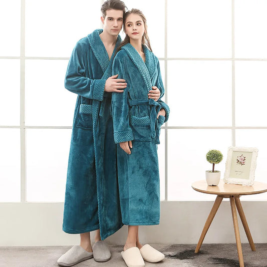 2024 neue Winter roben Männer warme Flanell Pyjamas Frauen dicke Langarm Bademantel Männer einfarbige Homewear Lounge wear